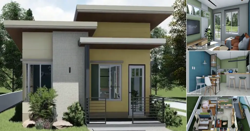 55 SQM Simple Small House Design With 2 Bedroom Shed Roof