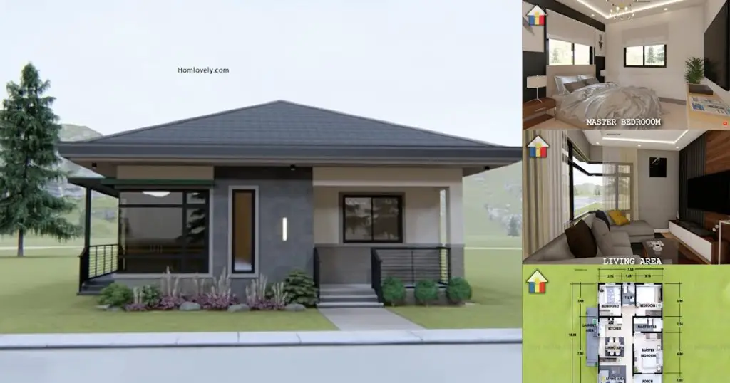 75 SQM House Design with 3 BEDROOMS + House Plan ~ » HouseDesigns